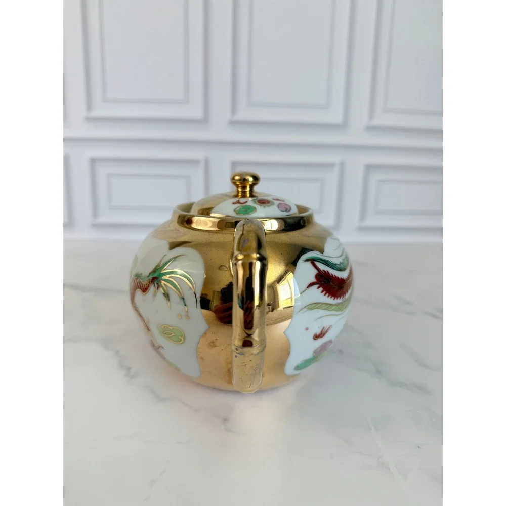 VTG Asian DragonWare and Phoenix 22K Gilded Teapot